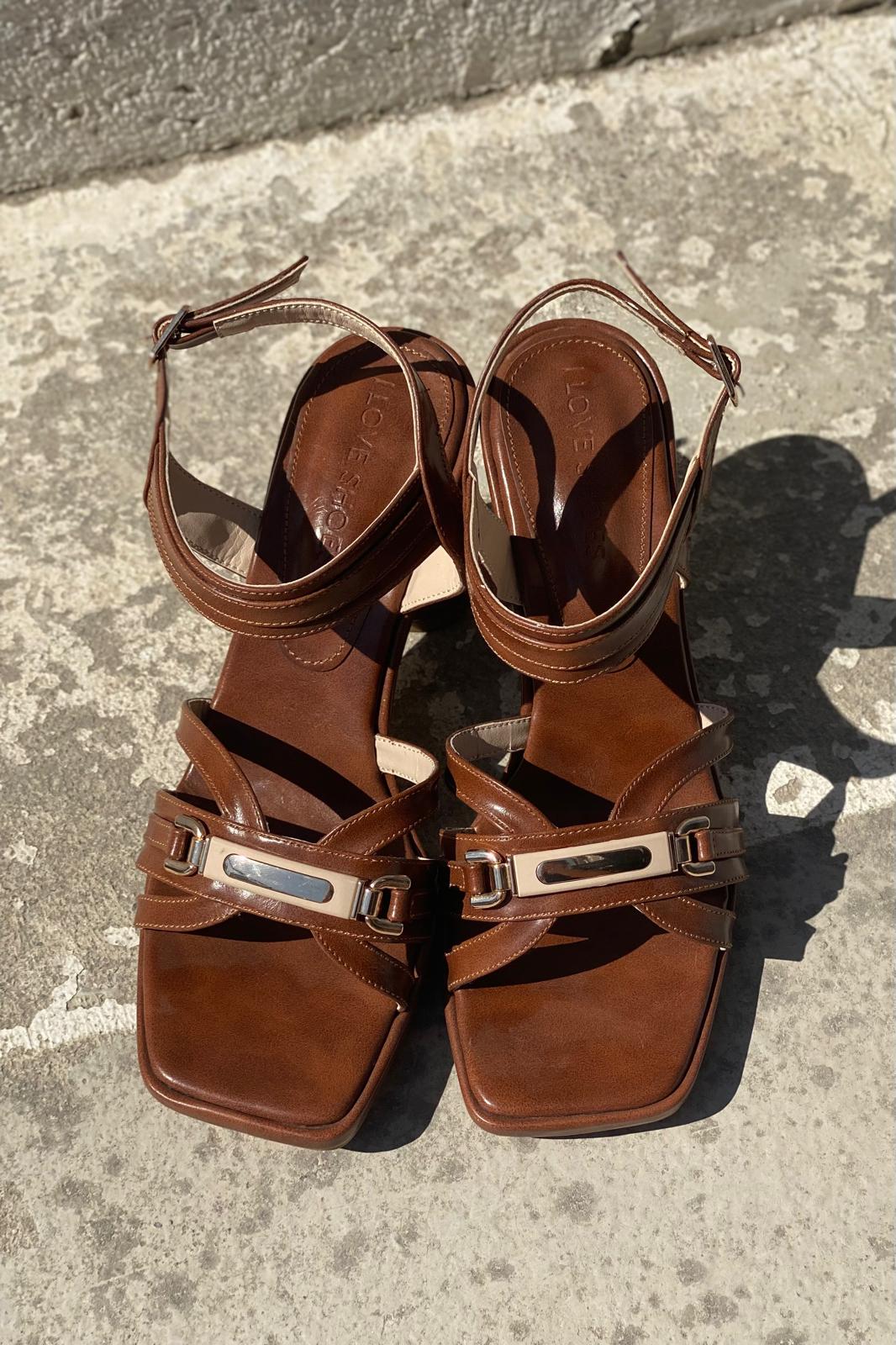 Selvira Mat Deri Taba Topuklu Ayakkabı - ILOVESHOES