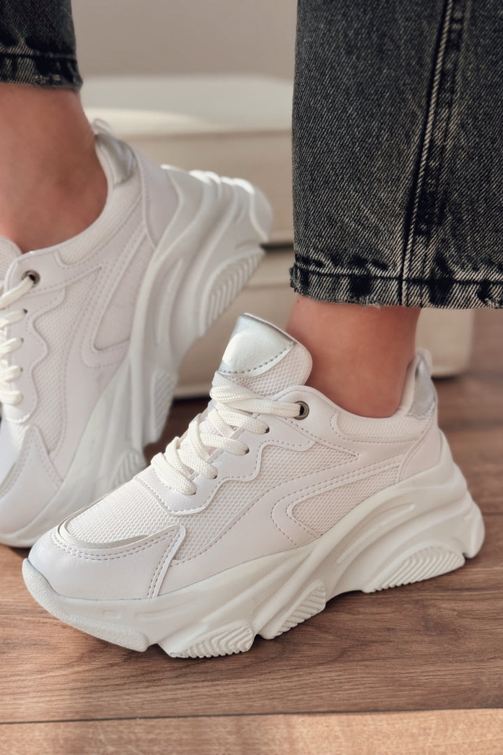 Valenna Gümüş Bağcıklı Fileli Kadın Spor Ayakkabı