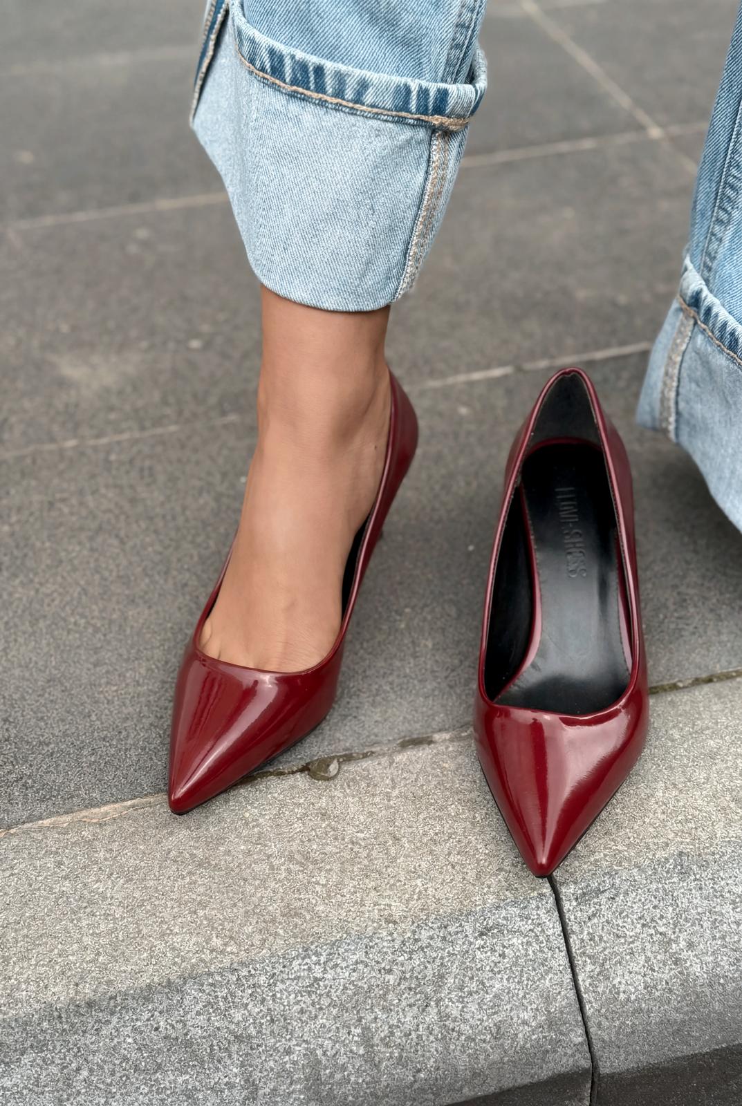 Delvion Bordo Rugan Kadın Stiletto - ILOVESHOES