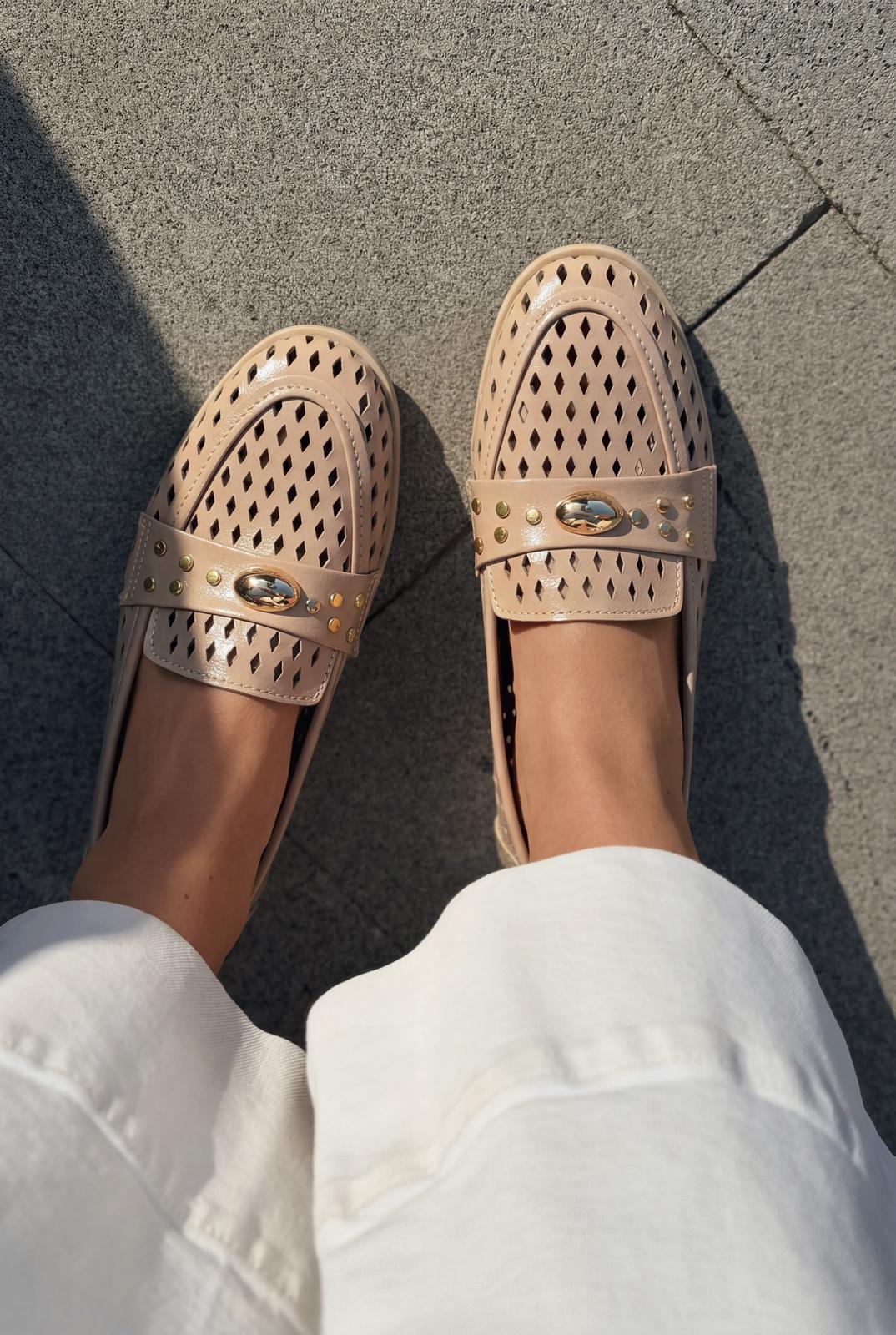 Ardion Kadın Loafer Bej Mat Deri - ILOVESHOES