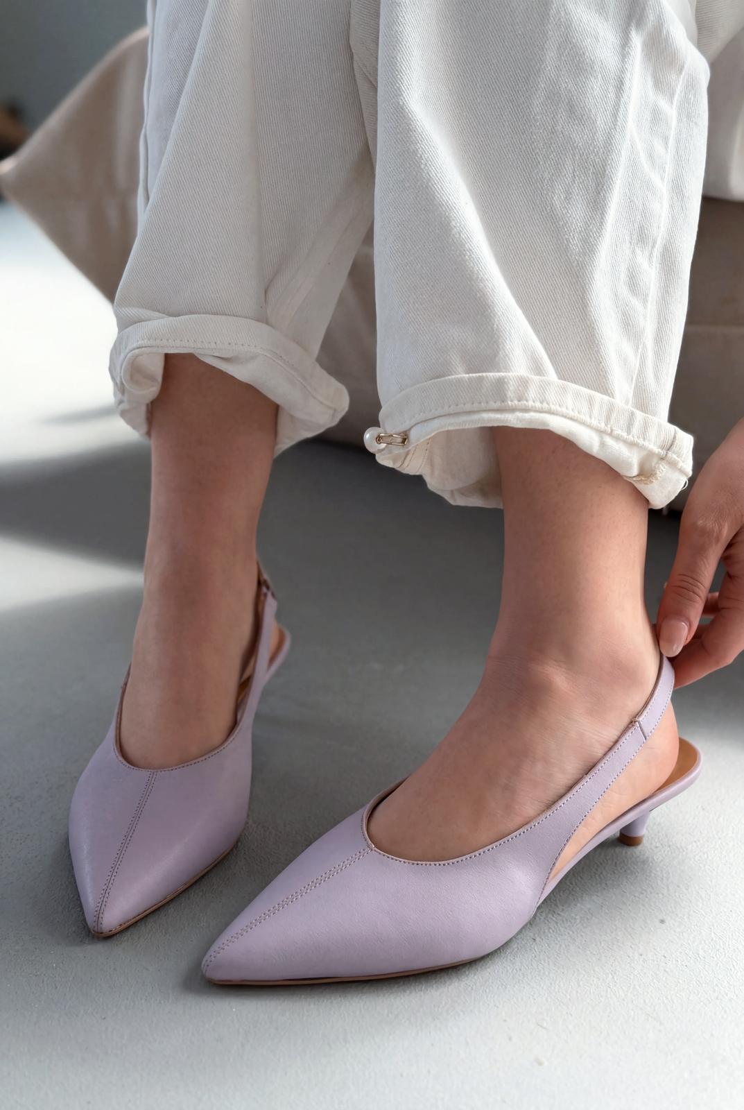 Selor Lila Mat Deri Kadın Stiletto - ILOVESHOES