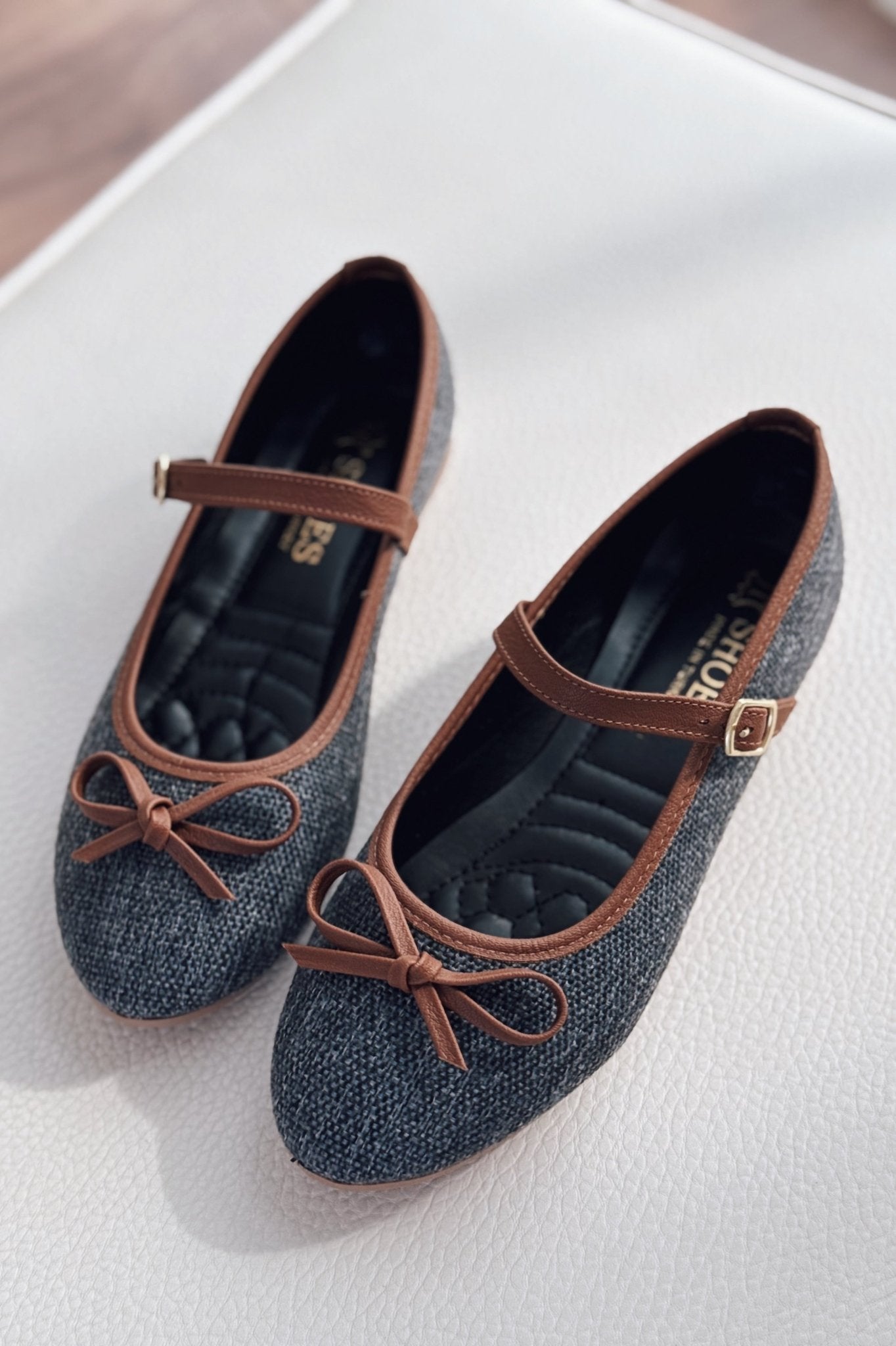 Ralina Lacivert Keten Toka Detaylı Kadın Babet - ILOVESHOES