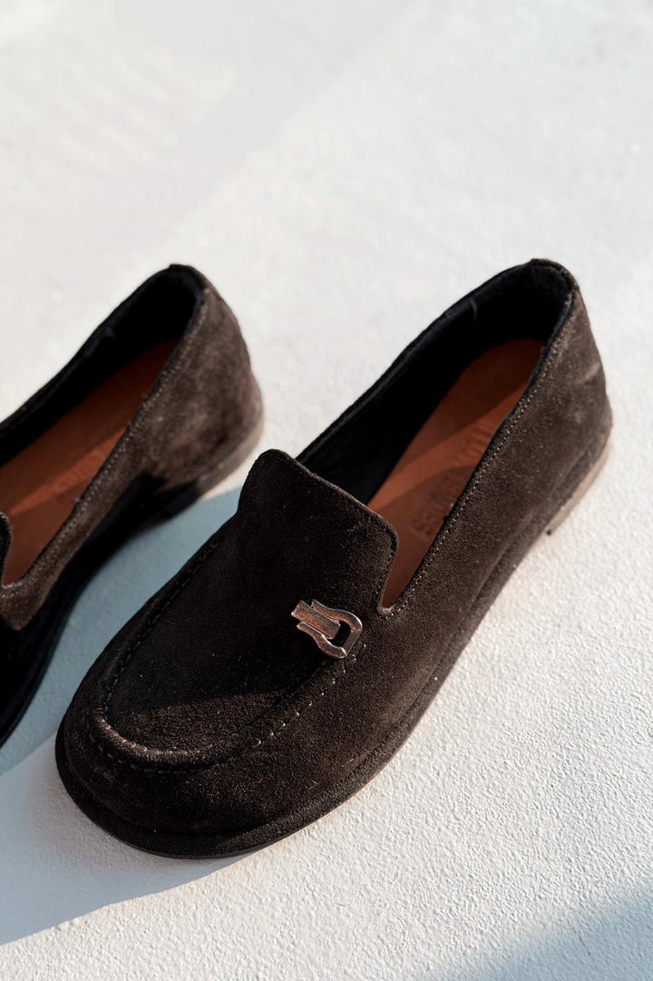 Rasen Hakiki Süet Kadın Loafer Siyah - ILOVESHOES