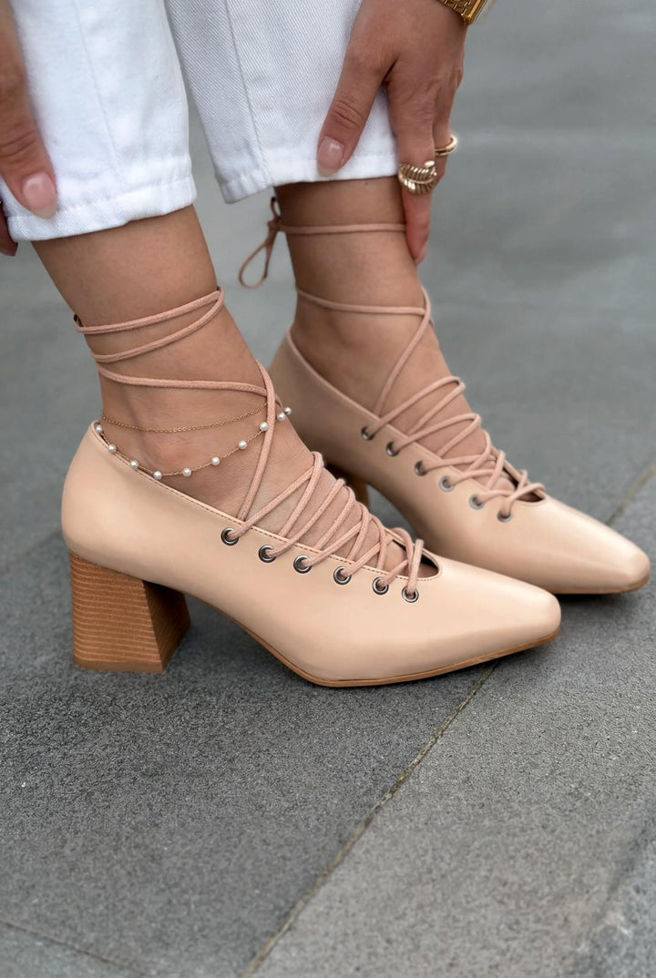 Temora Topuklu Ayakkabı Nude Mat Deri - ILOVESHOES