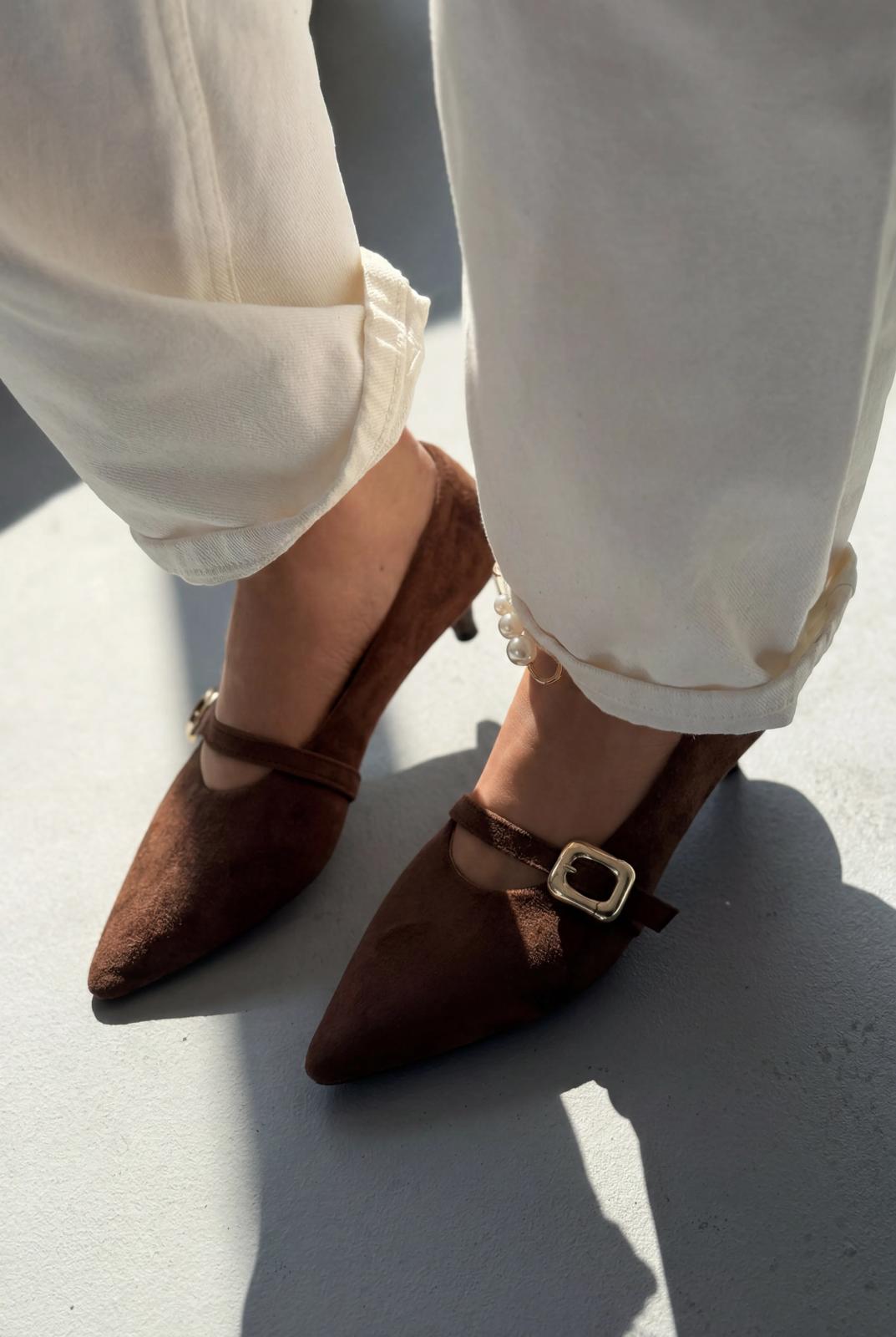 Karden Acıkahve Süet Kadın Stiletto - ILOVESHOES
