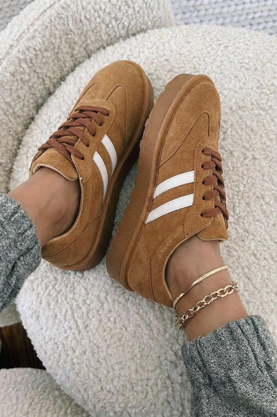 Vireo Kadın Spor Ayakkabı Taba Süet - ILOVESHOES