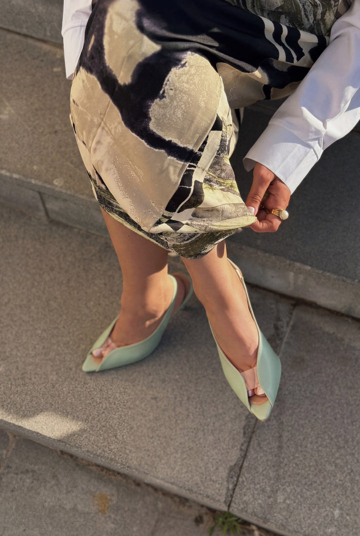 Marvello Su Yeşili Mat Deri Kadın Topuklu Sandalet - ILOVESHOES