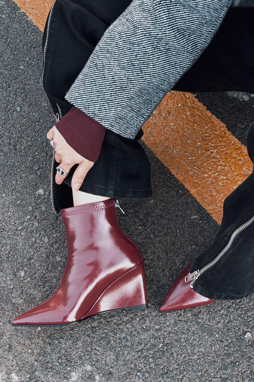 Valoti Kadın Dolgu Topuklu Bot Bordo Mat Deri - ILOVESHOES