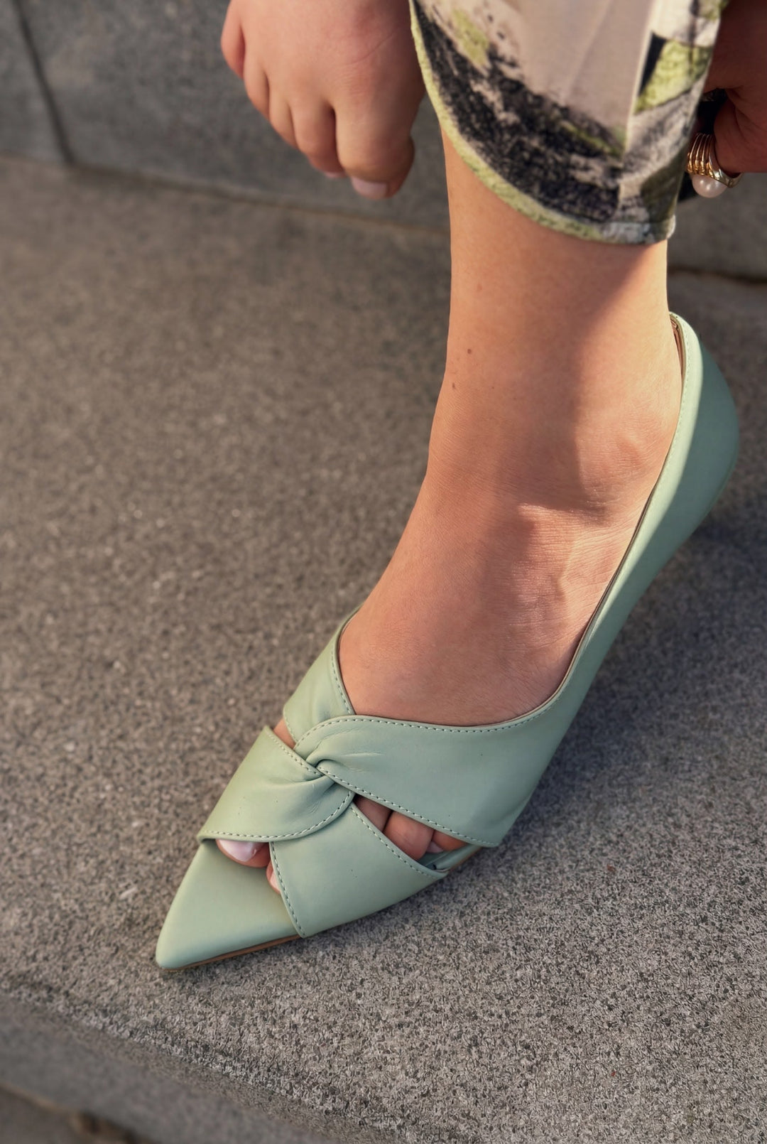 Viona Su Yeşili Mat Deri Kadın Topuklu Sandalet - ILOVESHOES