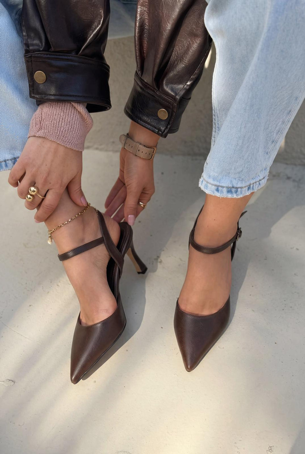 Beloria Stiletto Acıkahve Mat Deri - ILOVESHOES