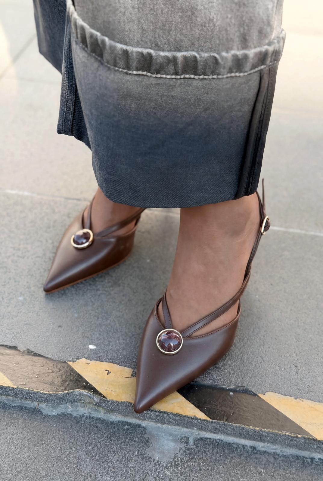 Lorisse Stiletto Acıkahve Mat Deri - ILOVESHOES