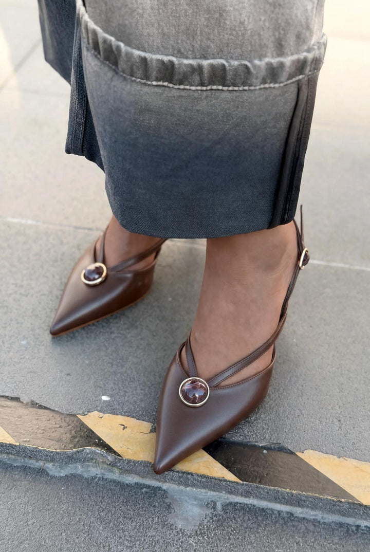 Lorisse Stiletto Acıkahve Mat Deri - ILOVESHOES