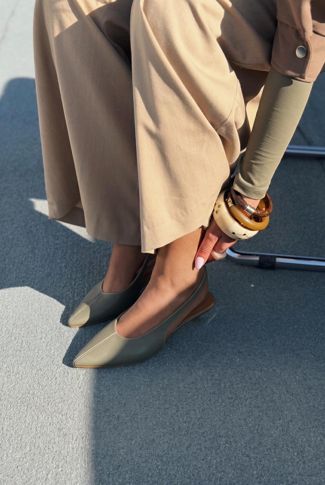 Selor Hakiki Deri Haki Mat Deri Kadın Stiletto - ILOVESHOES
