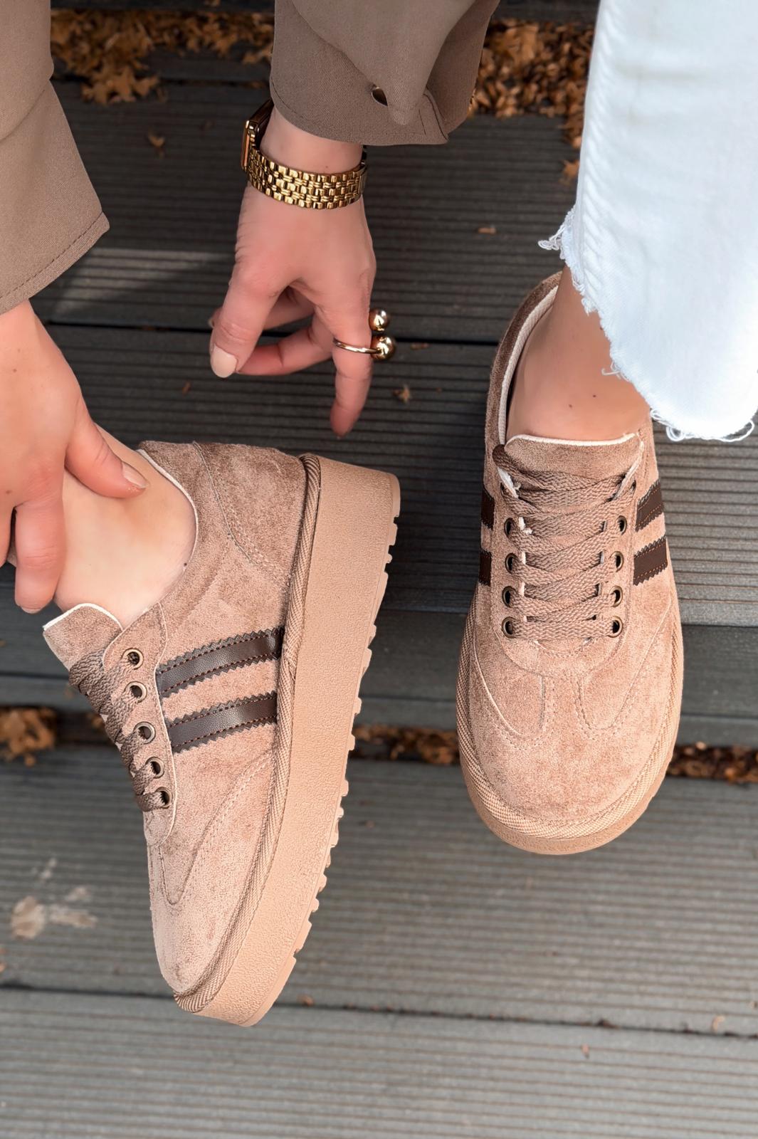 Vireo Kadın Spor Ayakkabı Camel Süet - ILOVESHOES