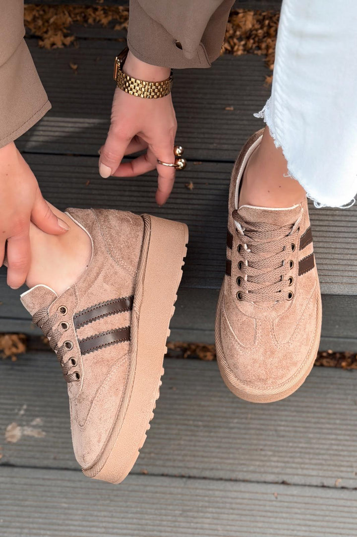 Vireo Kadın Spor Ayakkabı Camel Süet - ILOVESHOES