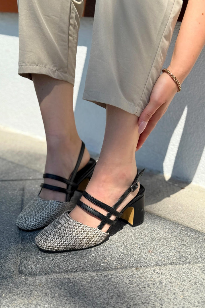 Marlo Mat Deri Siyah Hasır Detaylı Mary Jane - ILOVESHOES