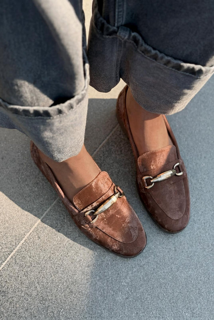 Ardena Kadın Loafer Acıkahve Saten - ILOVESHOES