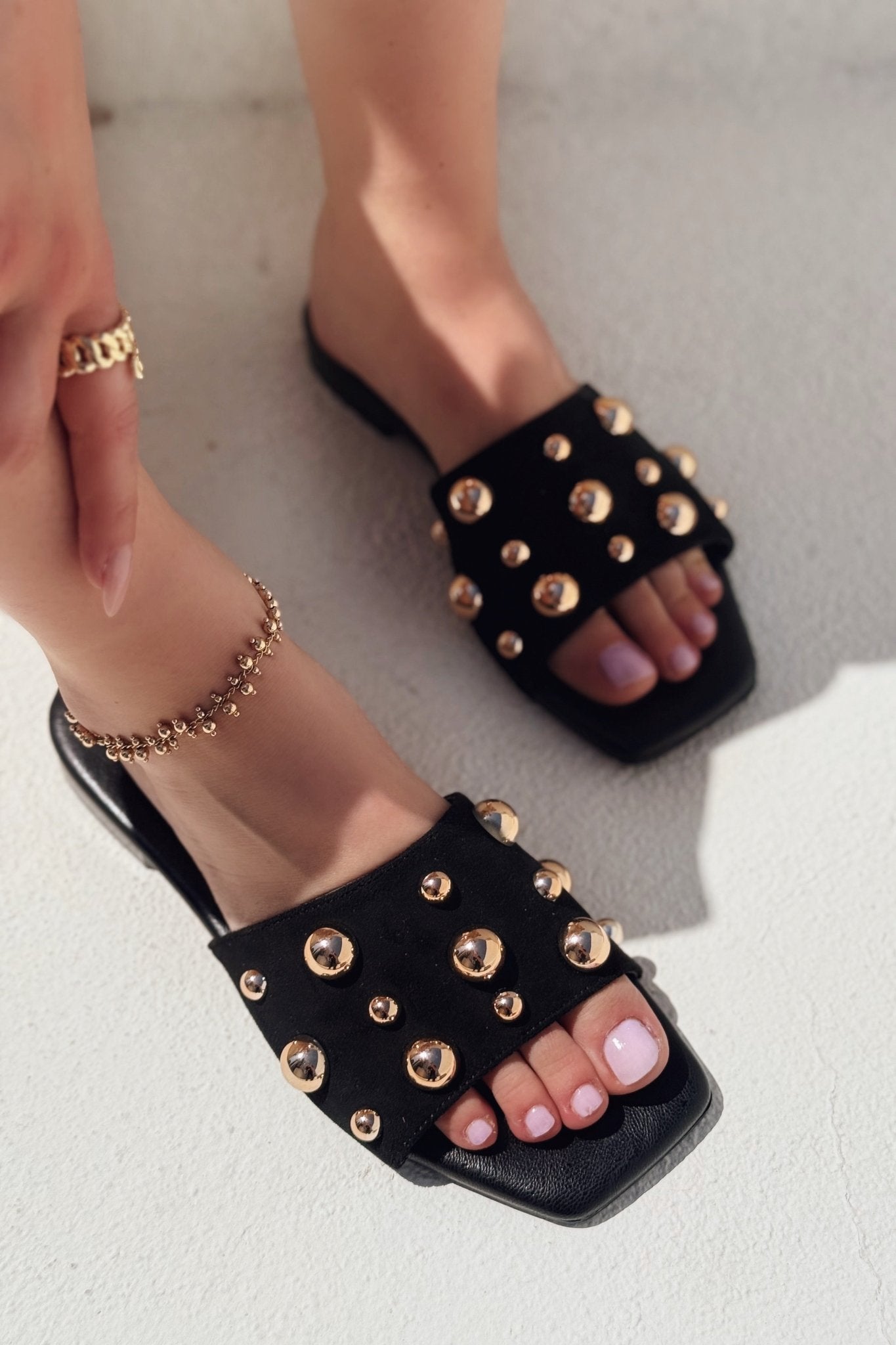 Neslor Süet Siyah Troklu Kadın Terlik - ILOVESHOES