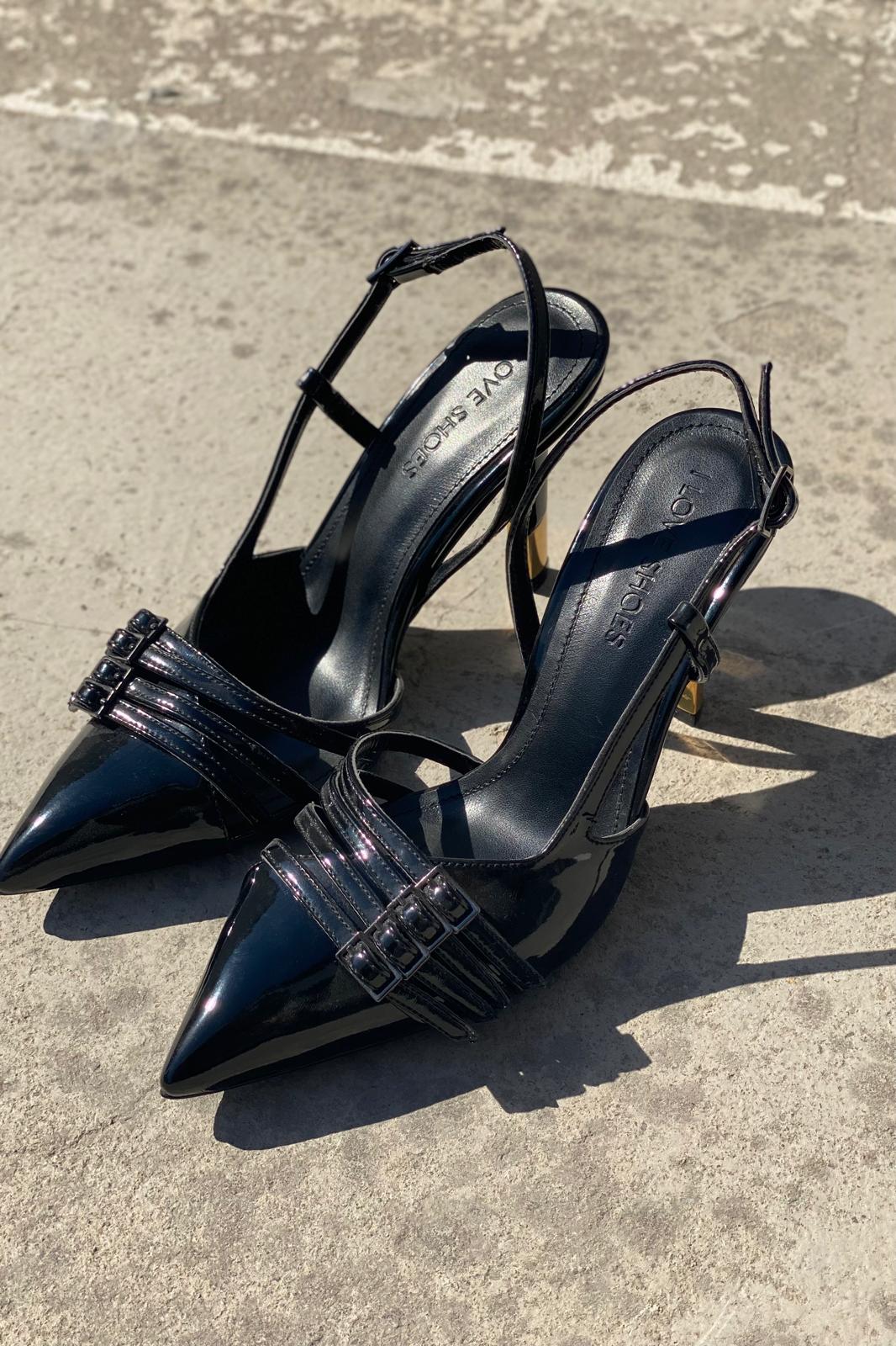 Vinnor Rugan Siyah Toka Detaylı Stiletto - ILOVESHOES
