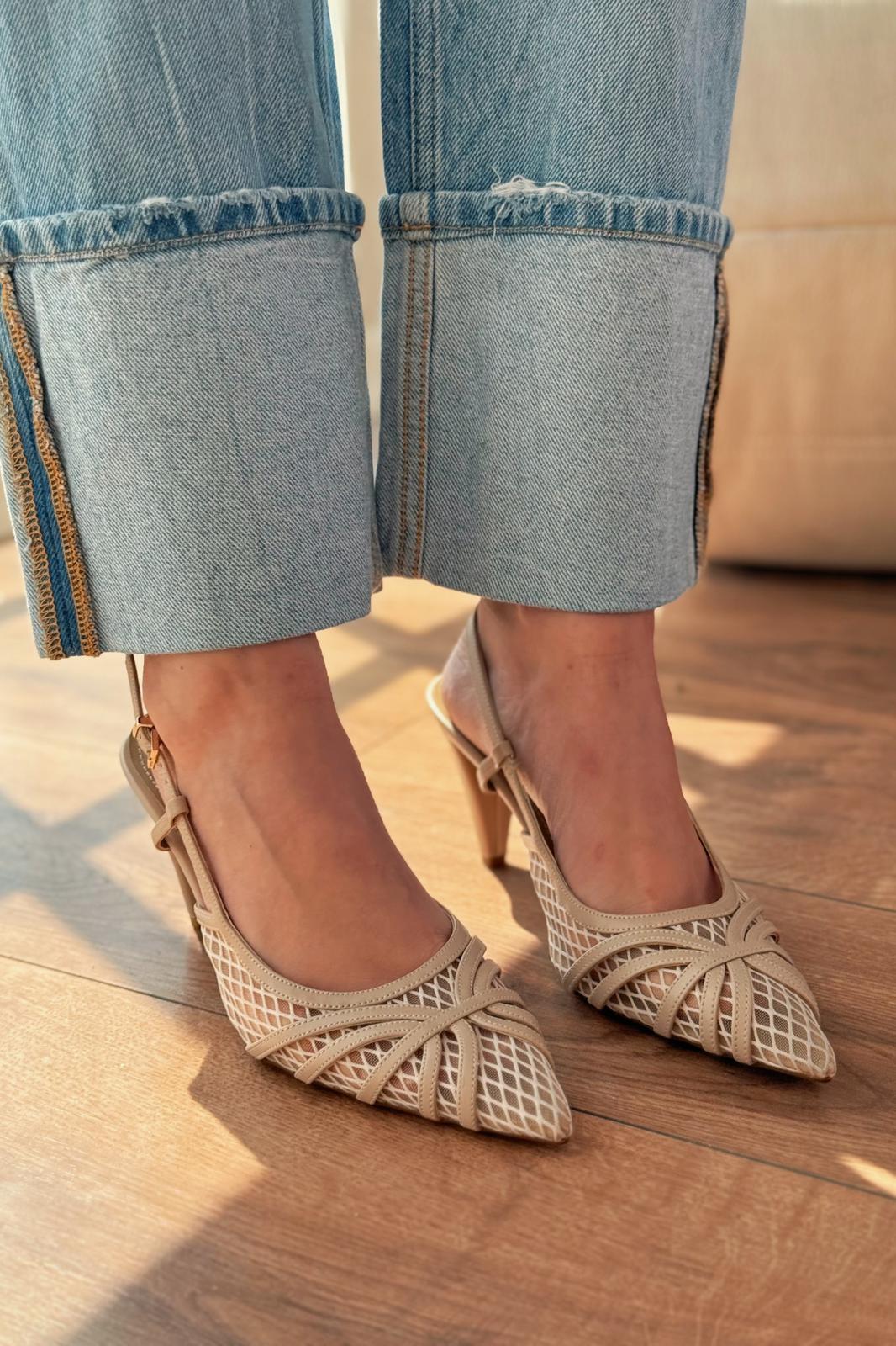 Celiona Mat Nude File Detaylı Stiletto - ILOVESHOES