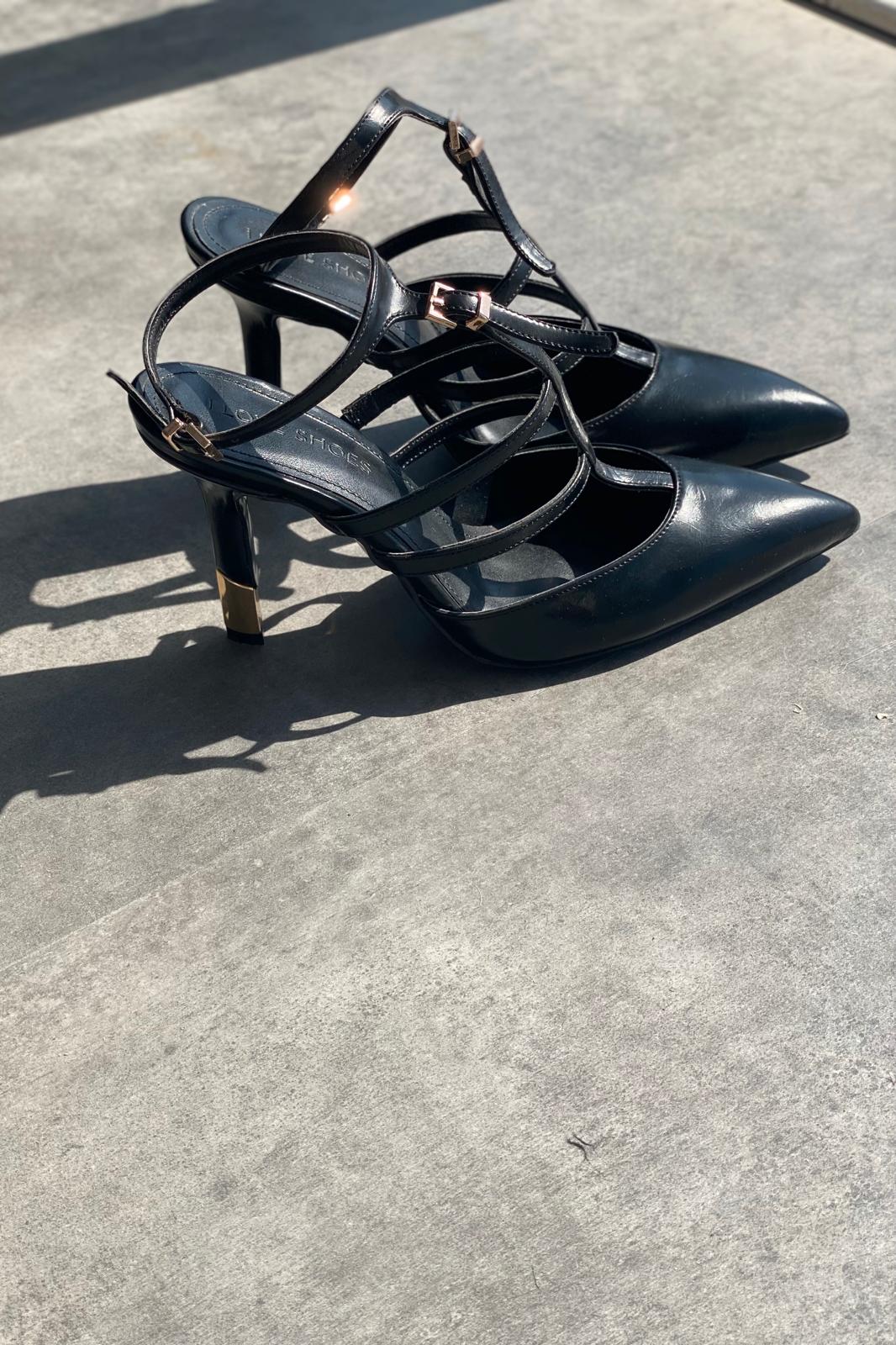 Lexon Mat Deri Siyah Stiletto - ILOVESHOES
