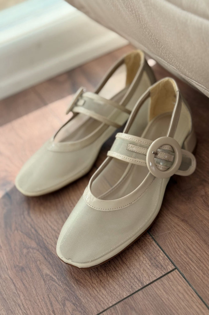 Cyreya File Bej Toka Detaylı Mary Jane - ILOVESHOES