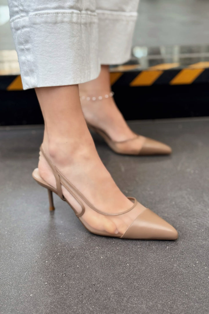 Rensi Mat Deri Kahverengi File Detaylı Stiletto - ILOVESHOES