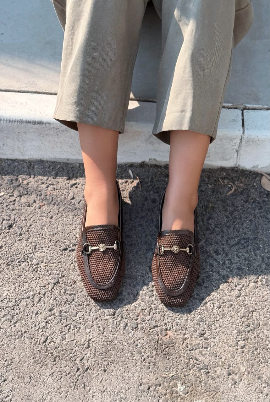 Raviel Acı Kahve Triko Örgü Kadın Loafer - ILOVESHOES