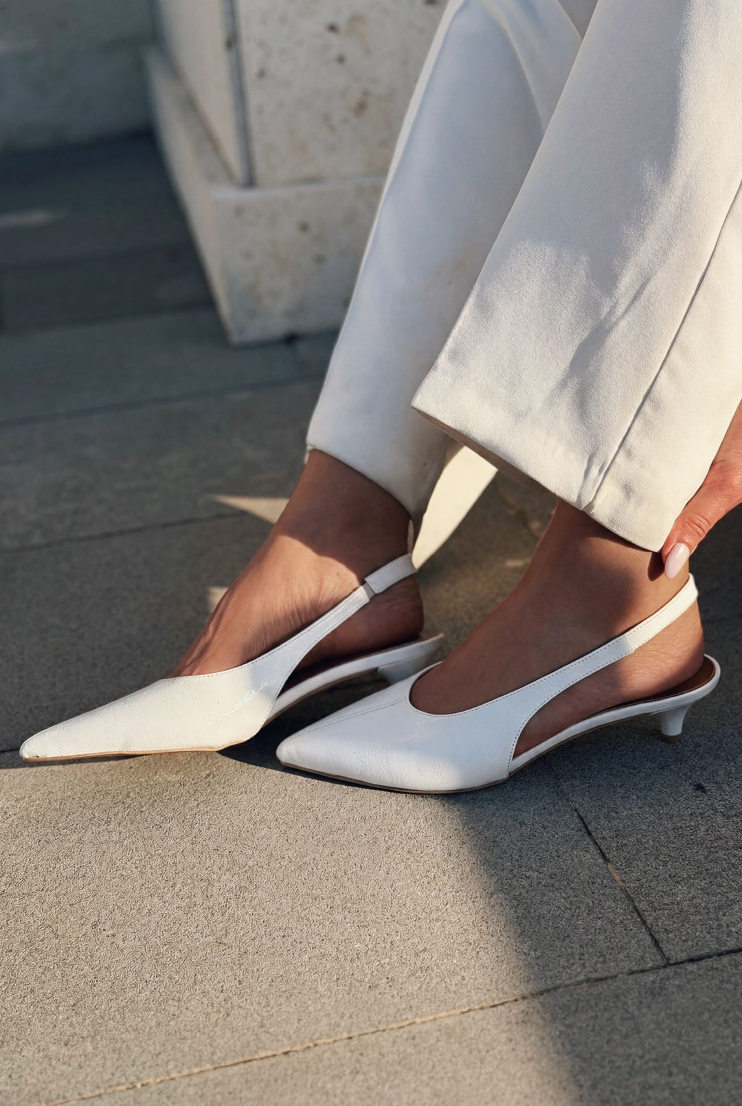Selor Hakiki Deri Beyaz Mat Deri Kadın Stiletto - ILOVESHOES