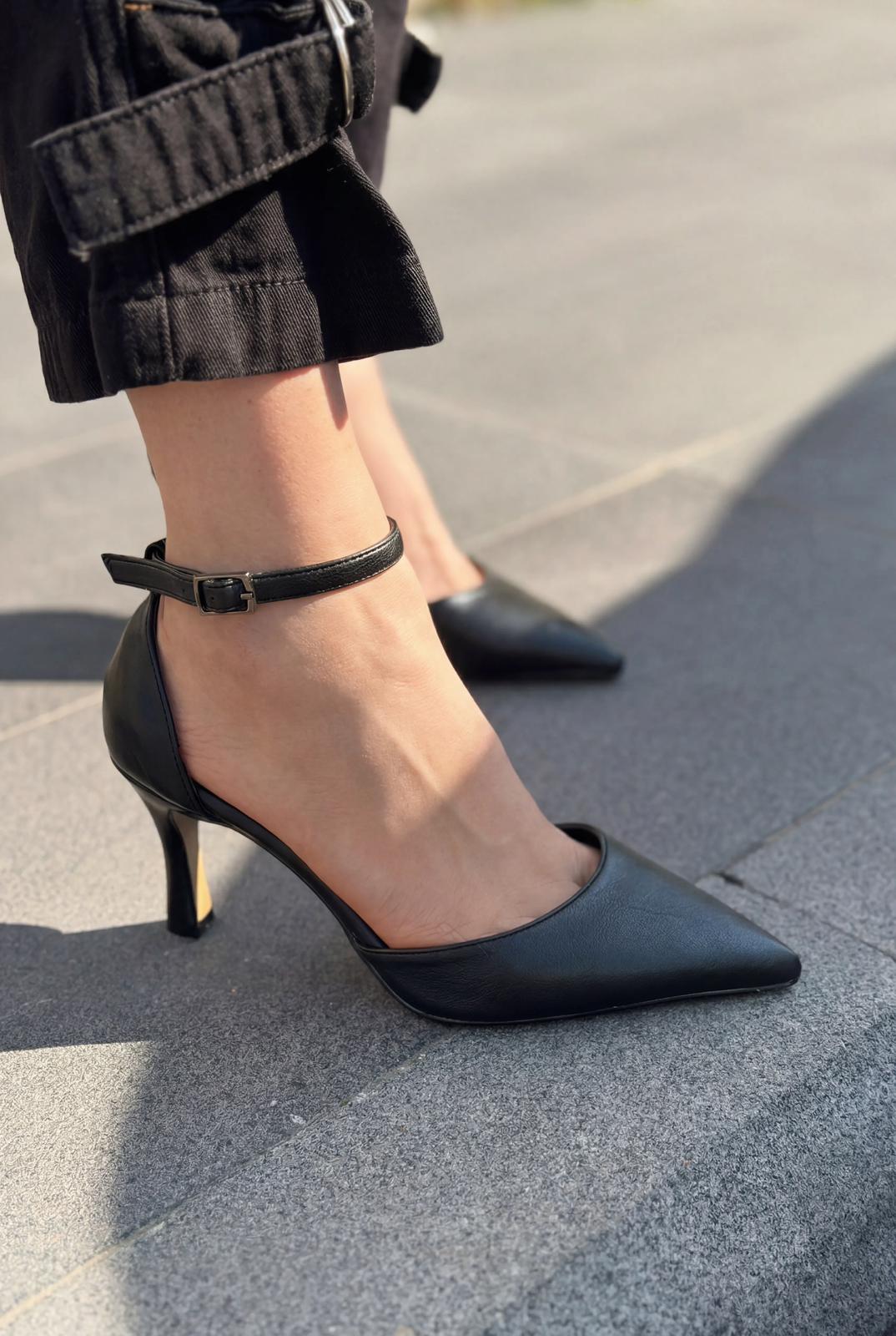 Selaris Stiletto Siyah Mat Deri - ILOVESHOES