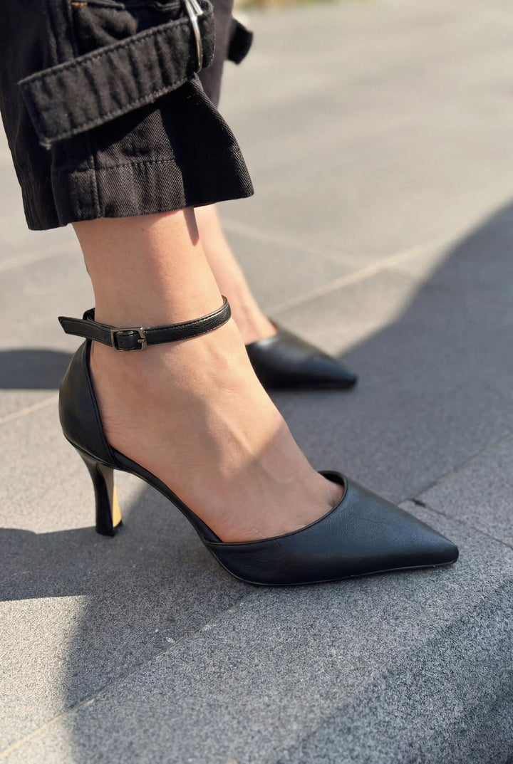 Selaris Stiletto Siyah Mat Deri - ILOVESHOES