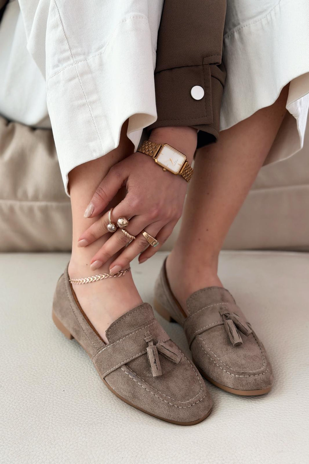 Olena Kadın Loafer Vİzon Süet - ILOVESHOES