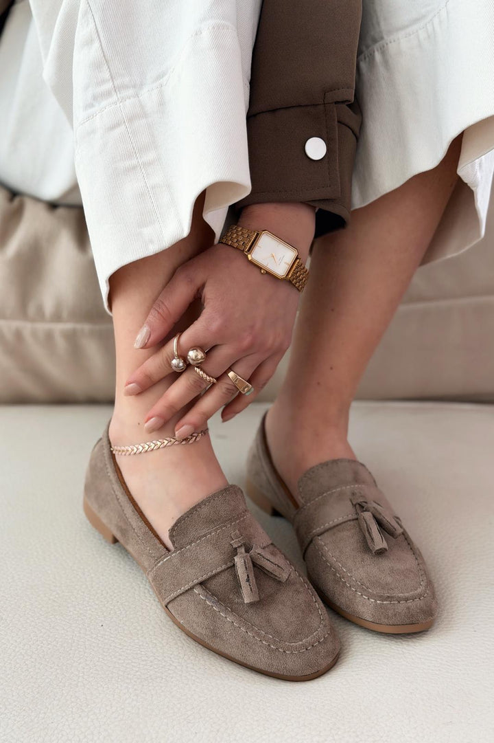 Olena Kadın Loafer Vİzon Süet - ILOVESHOES