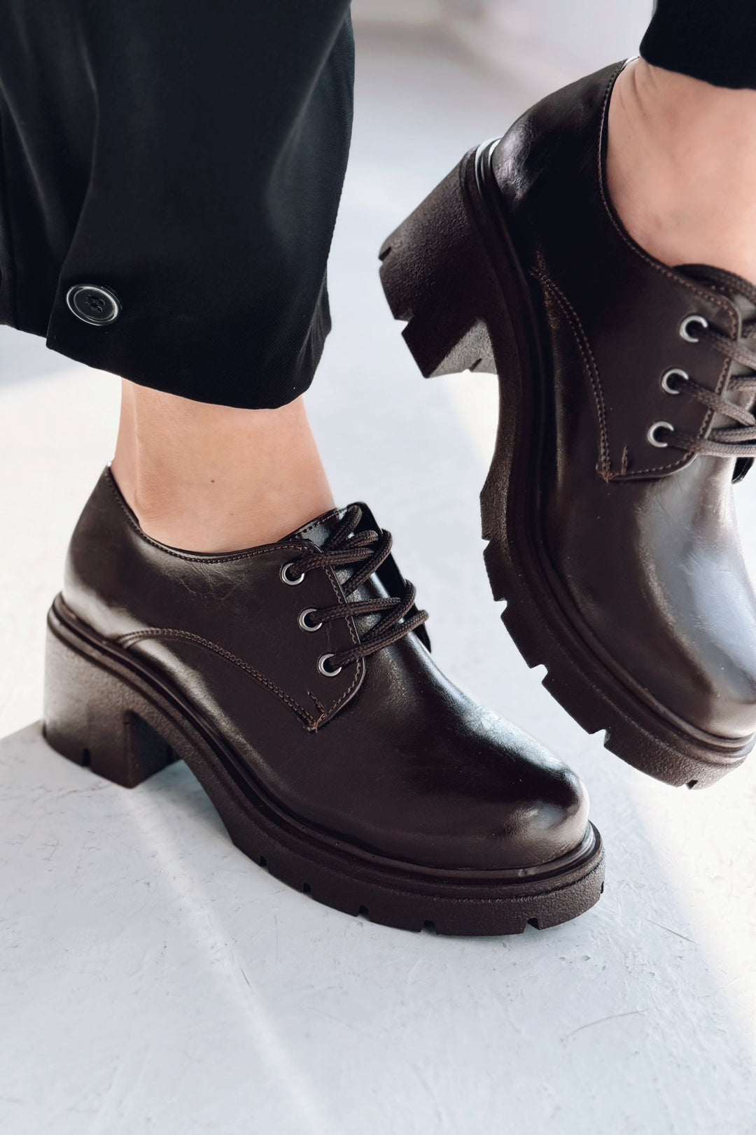 Dova Kadın Oxford Ayakkabı Acıkahve Rugan - ILOVESHOES