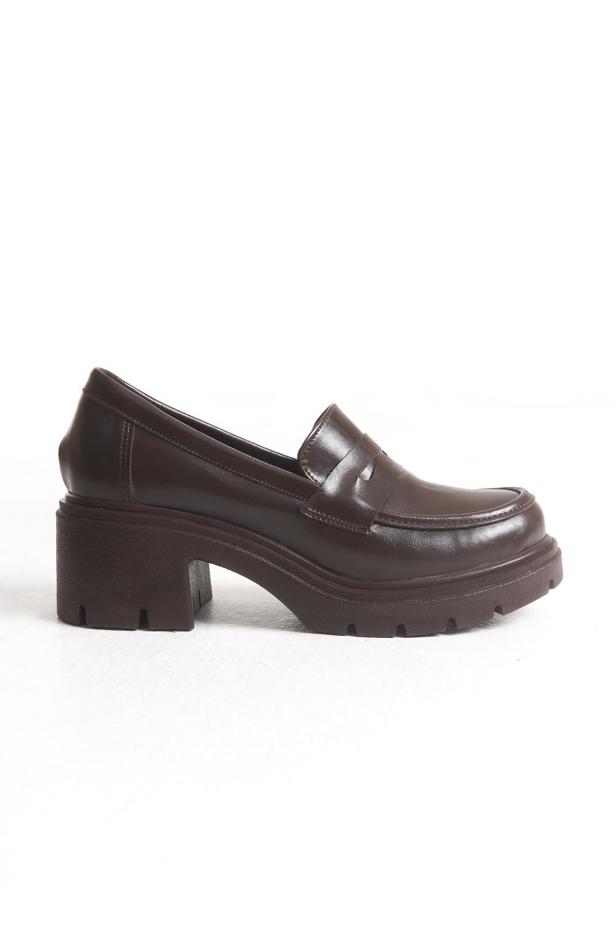 Ralos Kadın Loafer Kahverengi Kırışık Rugan - ILOVESHOES