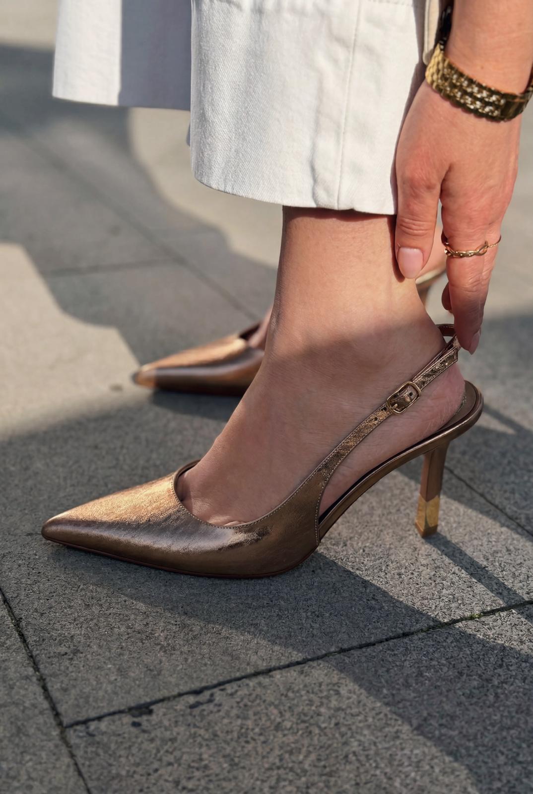 Soriel Stiletto Bronz Parlak Deri - ILOVESHOES