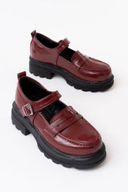 Clavix Rugan Bordo Yüksek Tabanlı Loafer Ayakkabı - ILOVESHOES