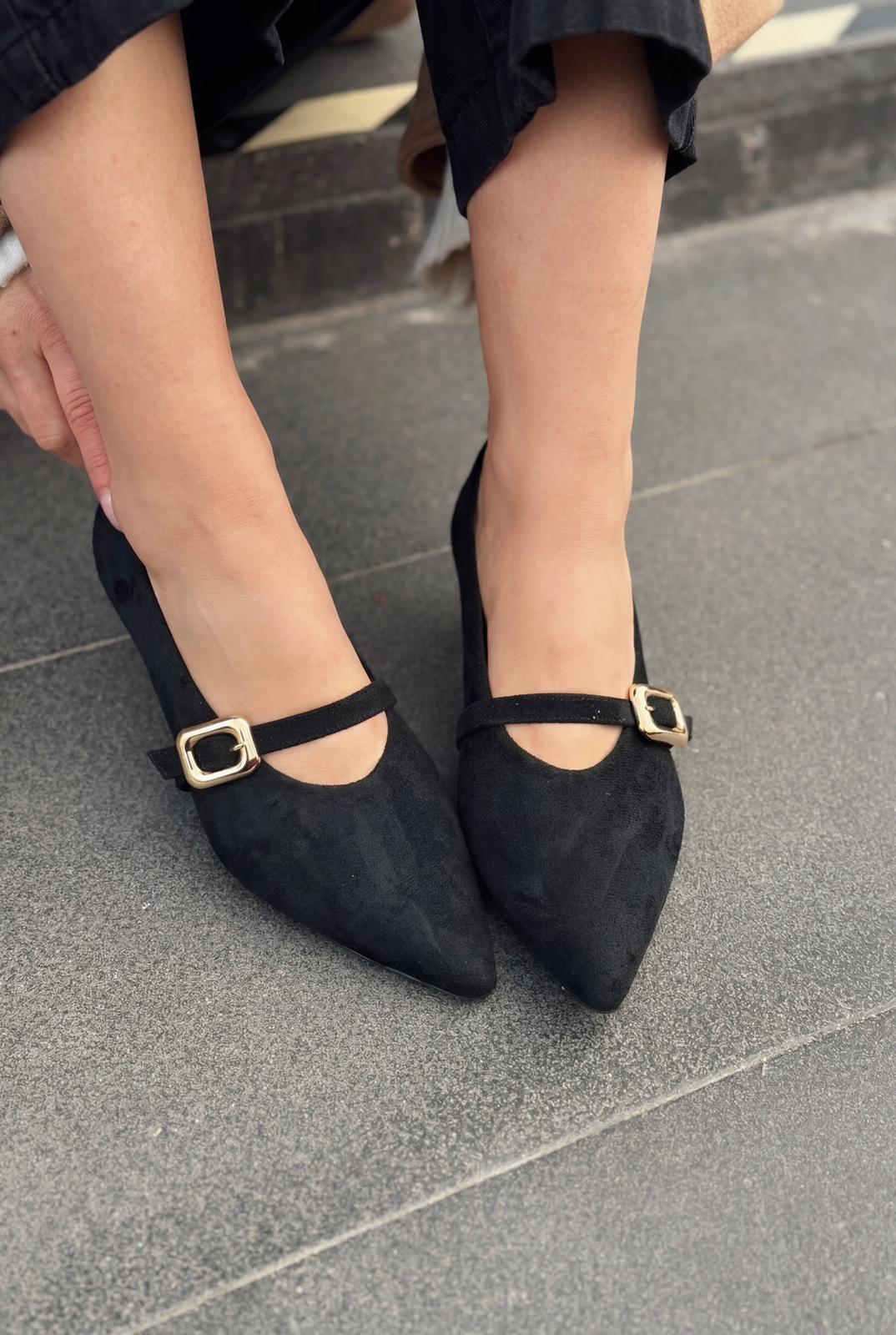 Karden Stiletto Siyah Süet - ILOVESHOES