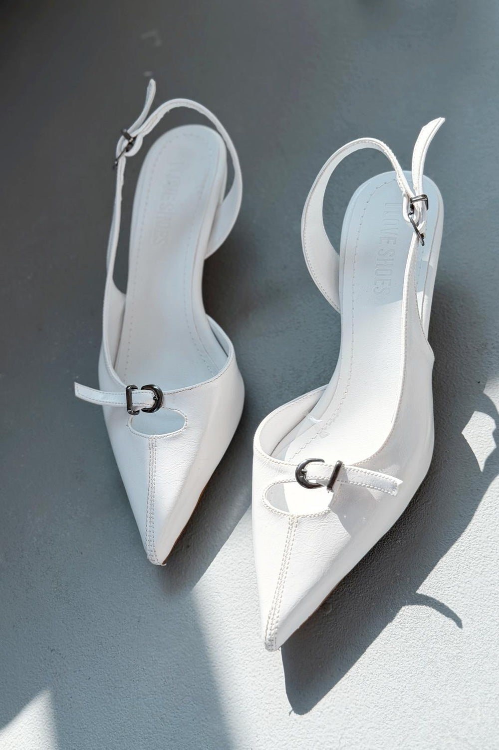 Norin Beyaz Kırışık Deri Kadın Stiletto - ILOVESHOES