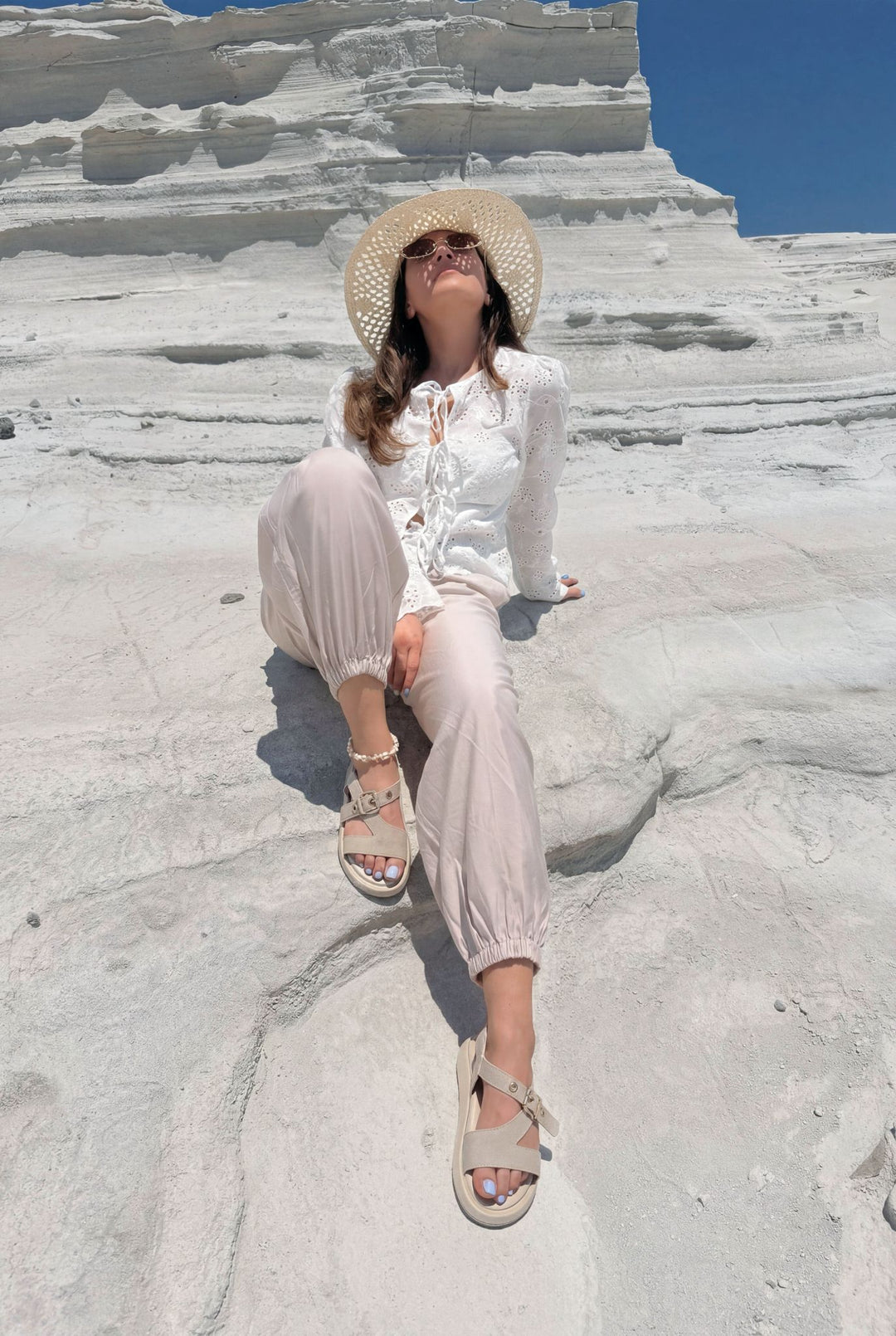 Melair Bej Süet Kadın Sandalet - ILOVESHOES