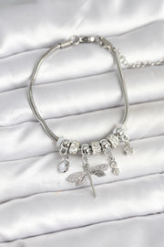 ILS-1028 Kadın Bileklik Gümüş Pirinç Yusufçuk Charmlı