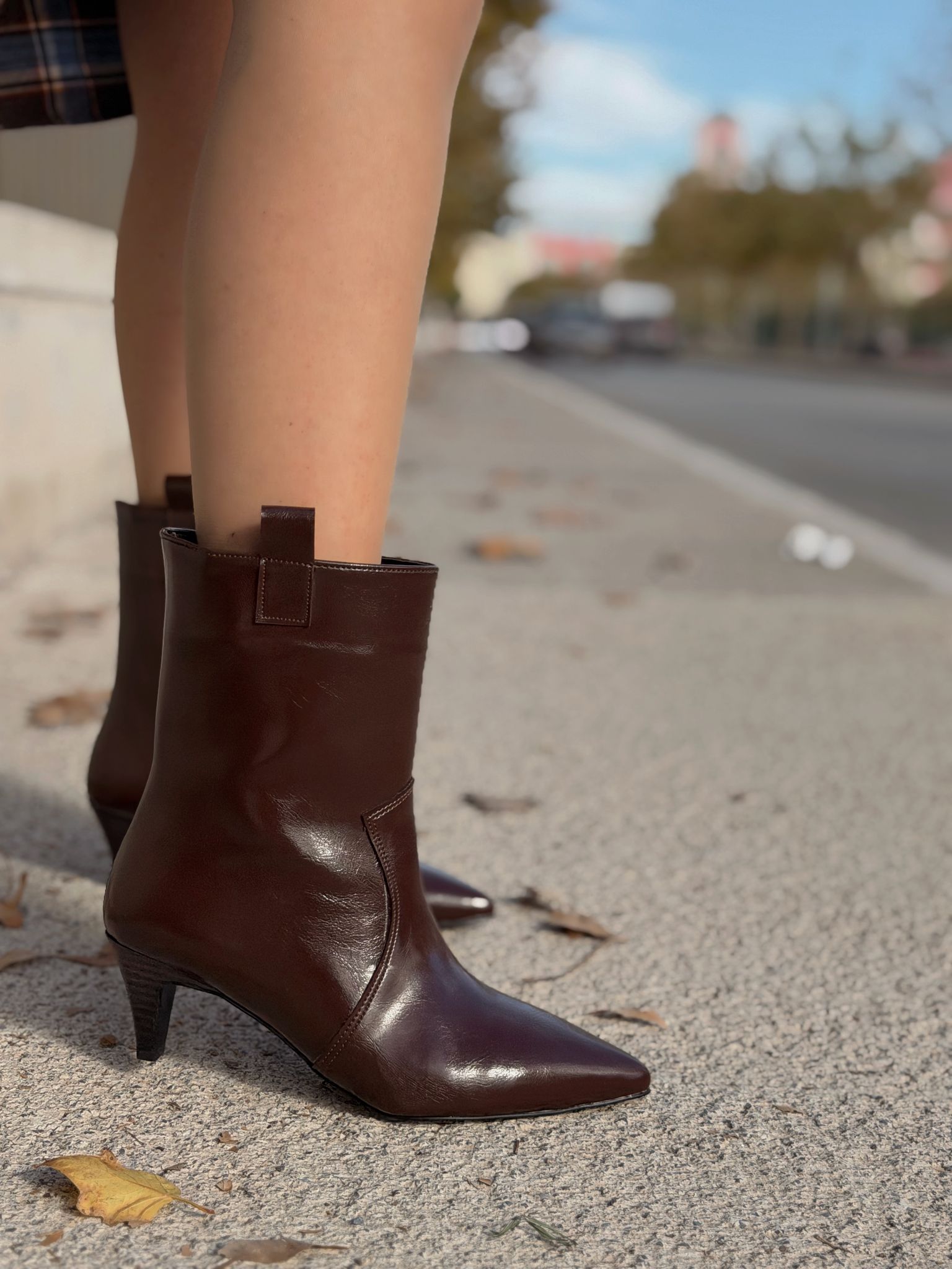 Lavino Kadın Topuklu Bot Acıkahve Kırışık Rugan - ILOVESHOES