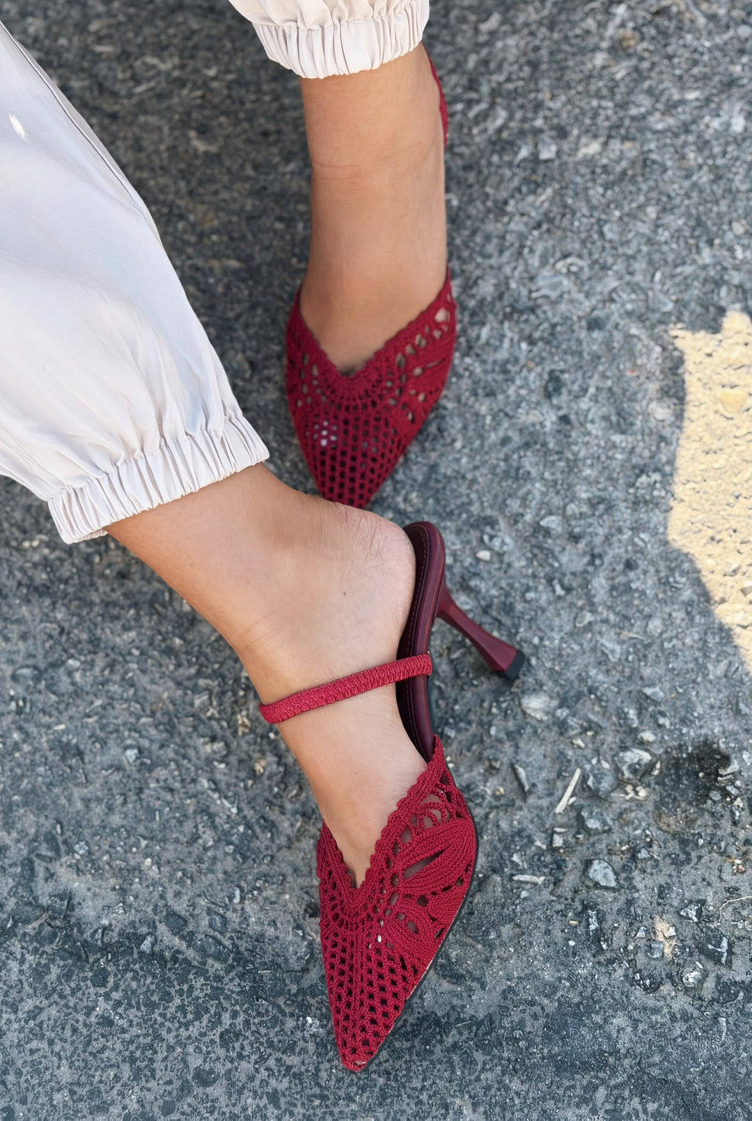 Brina Bordo Dantel Kadın Stiletto