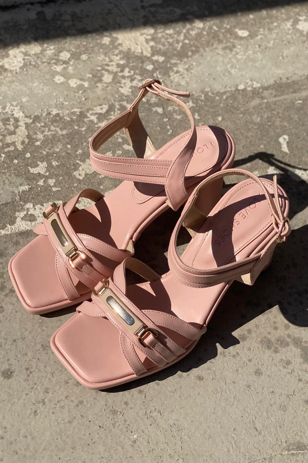 Selvira Mat Deri Pudra Topuklu Ayakkabı - ILOVESHOES