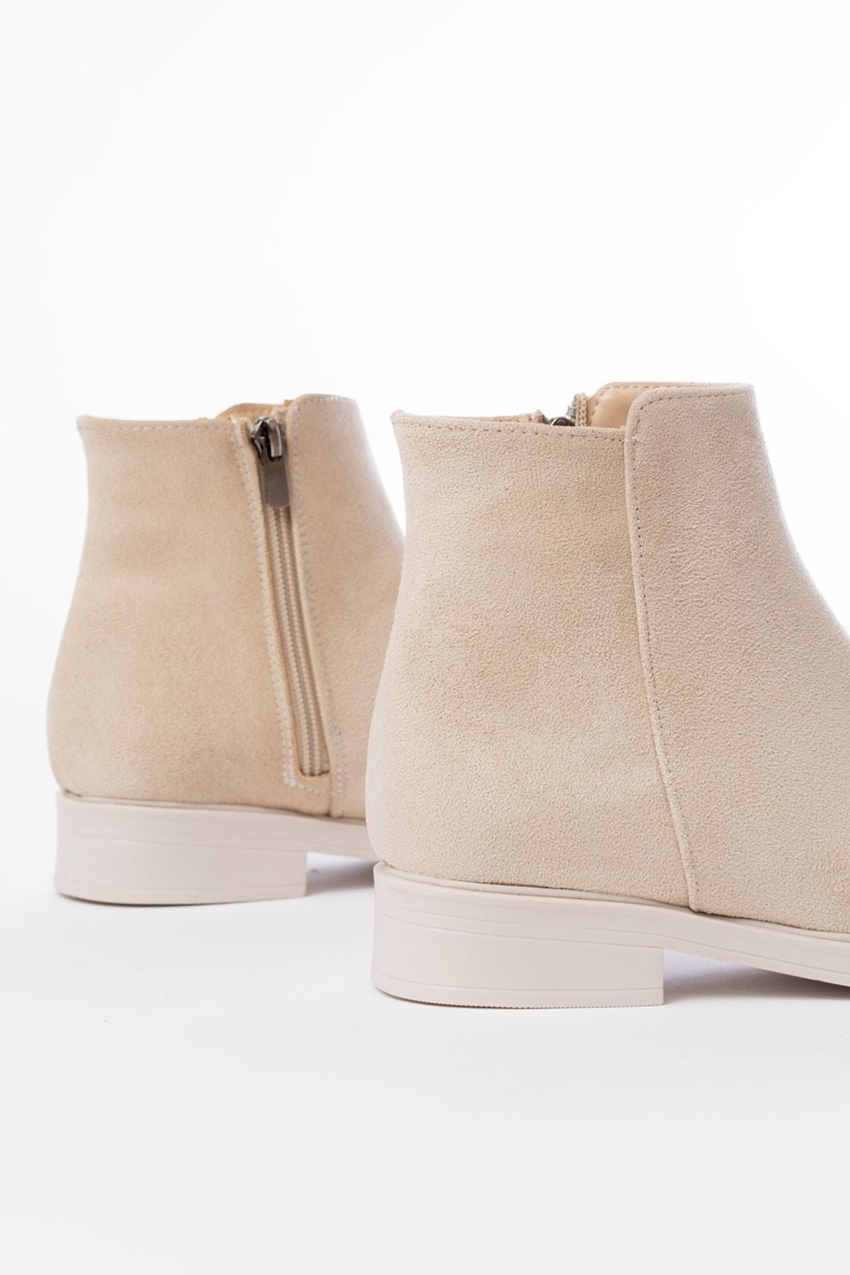 Elvoris Bej Süet Fermuarlı Günlük Kadın Bot - ILOVESHOES