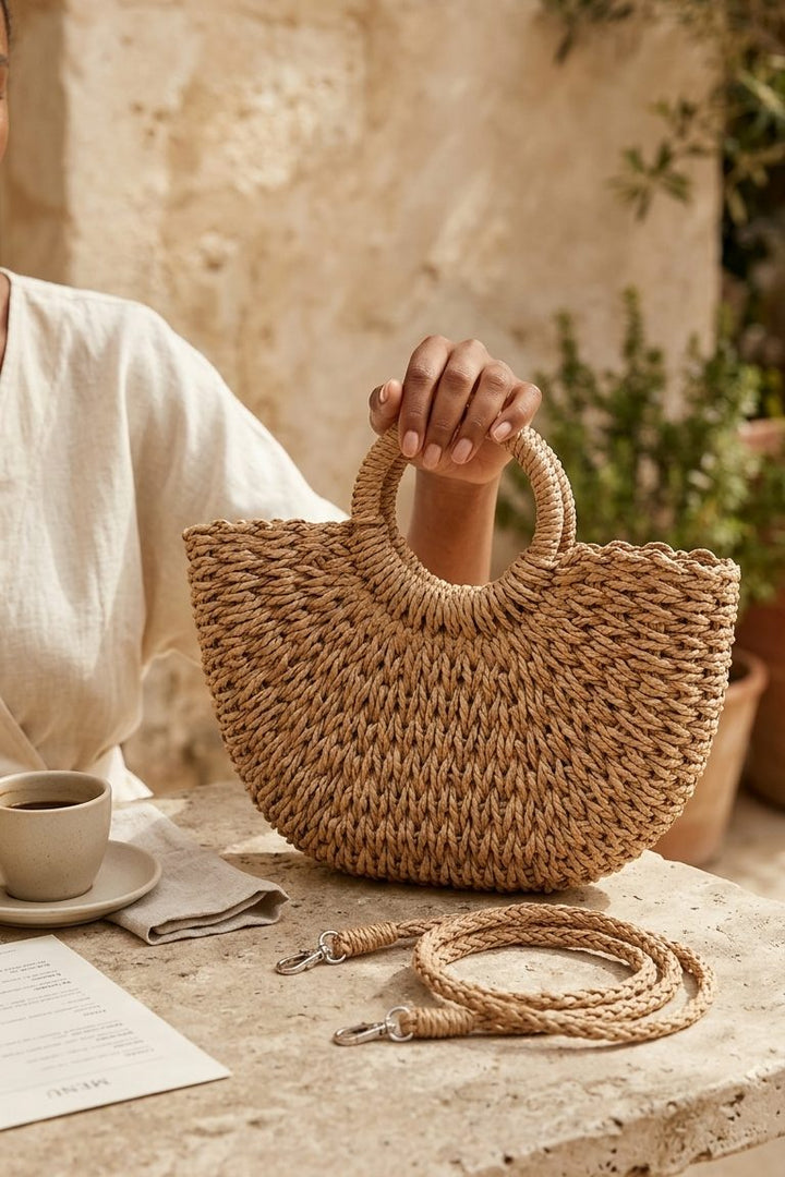 Veyora Camel Hasır Kadın Kol Çantası