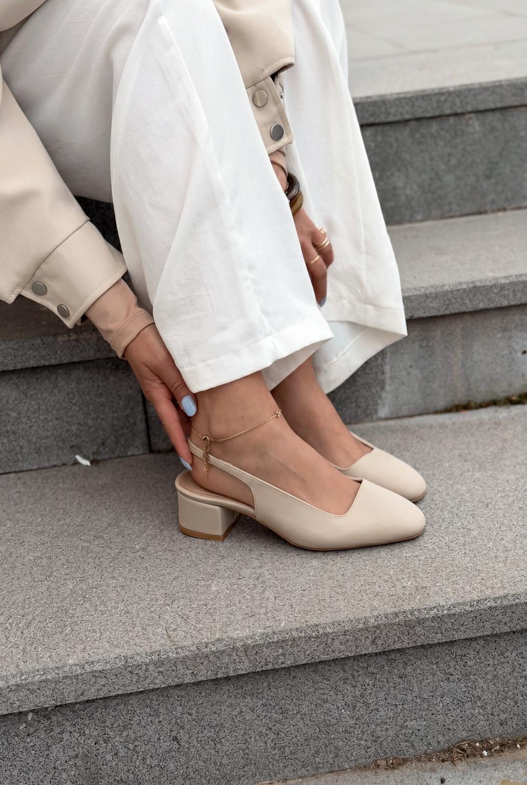 Solen Bej Saten Kadın Mary Jane - ILOVESHOES