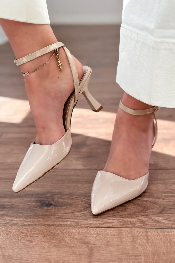 Rivara Bej Rugan Günlük 7 cm Topuklu Kadın Ayakkabı - ILOVESHOES Türkiye