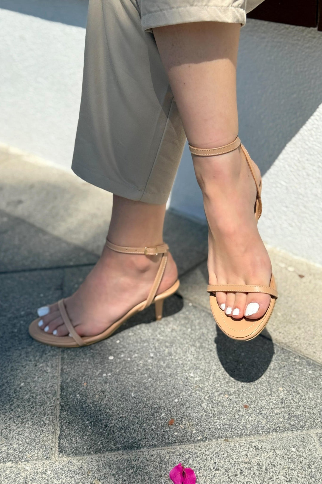 Colva Mat Deri Nude Tek Bant Topuklu Ayakkabı - ILOVESHOES