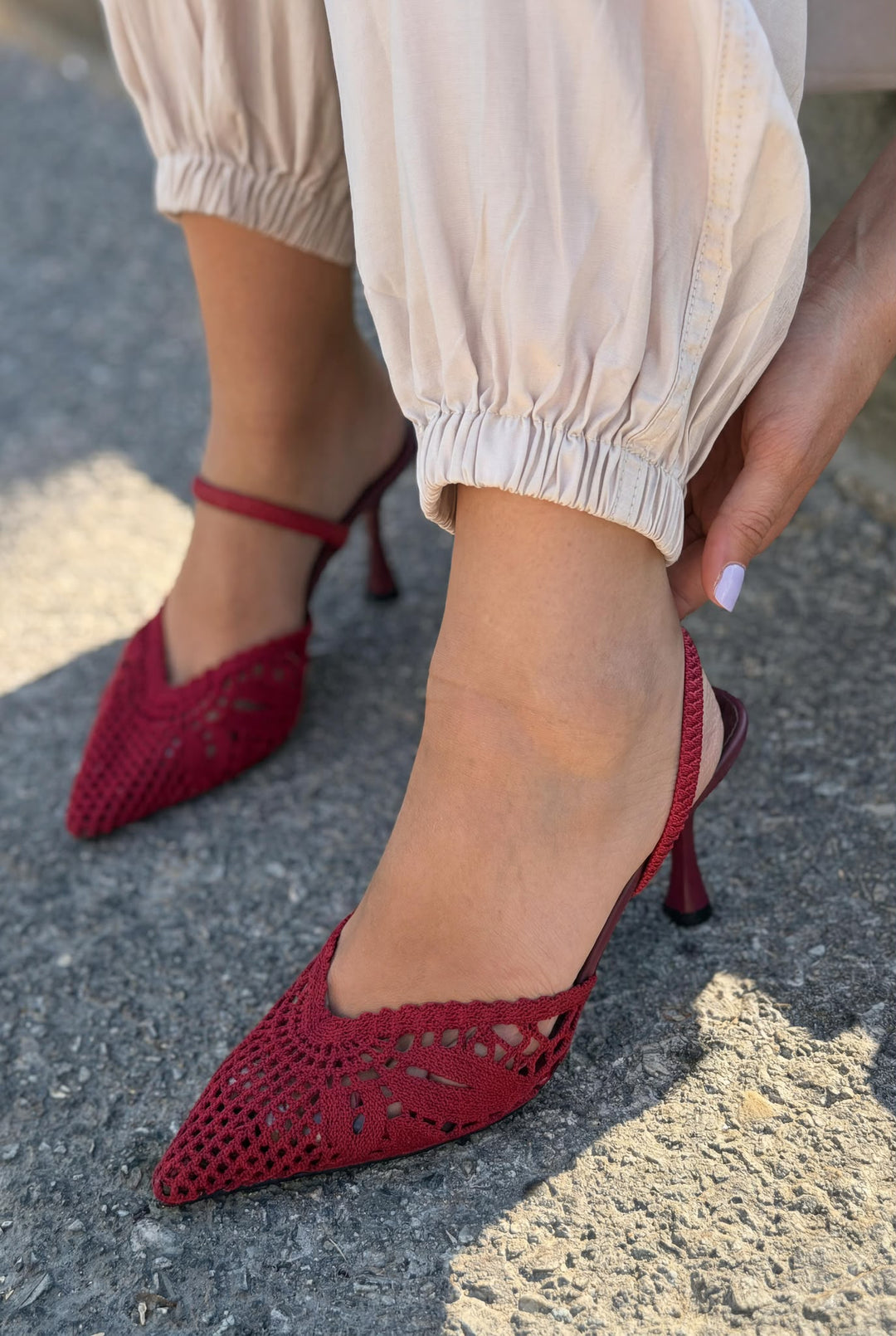 Brina Bordo Dantel Kadın Stiletto